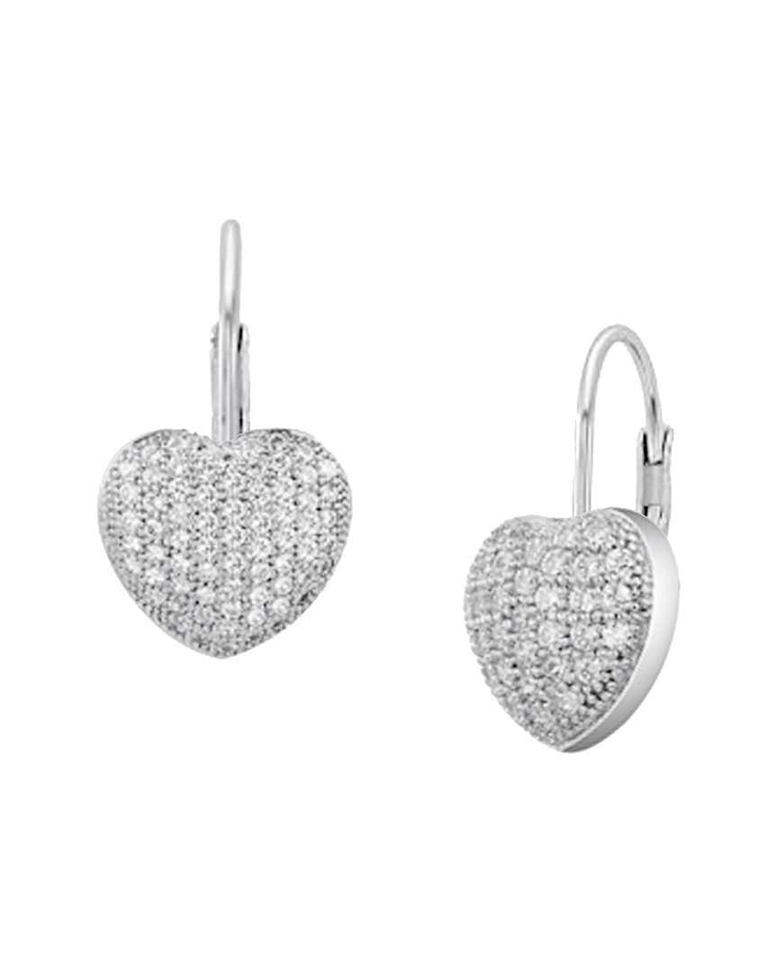 Shop Savvy Cie Rhodium Plated Silver Cz Micro-pave Earrings