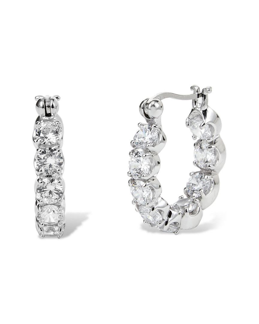 Savvy Cie Rhodium Plated Silver Cz Chubby Inside-out Earrings