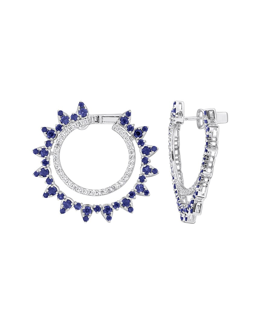 Rina Limor 14k 5.09 Ct. Tw. Diamond & Blue Sapphire Hoops
