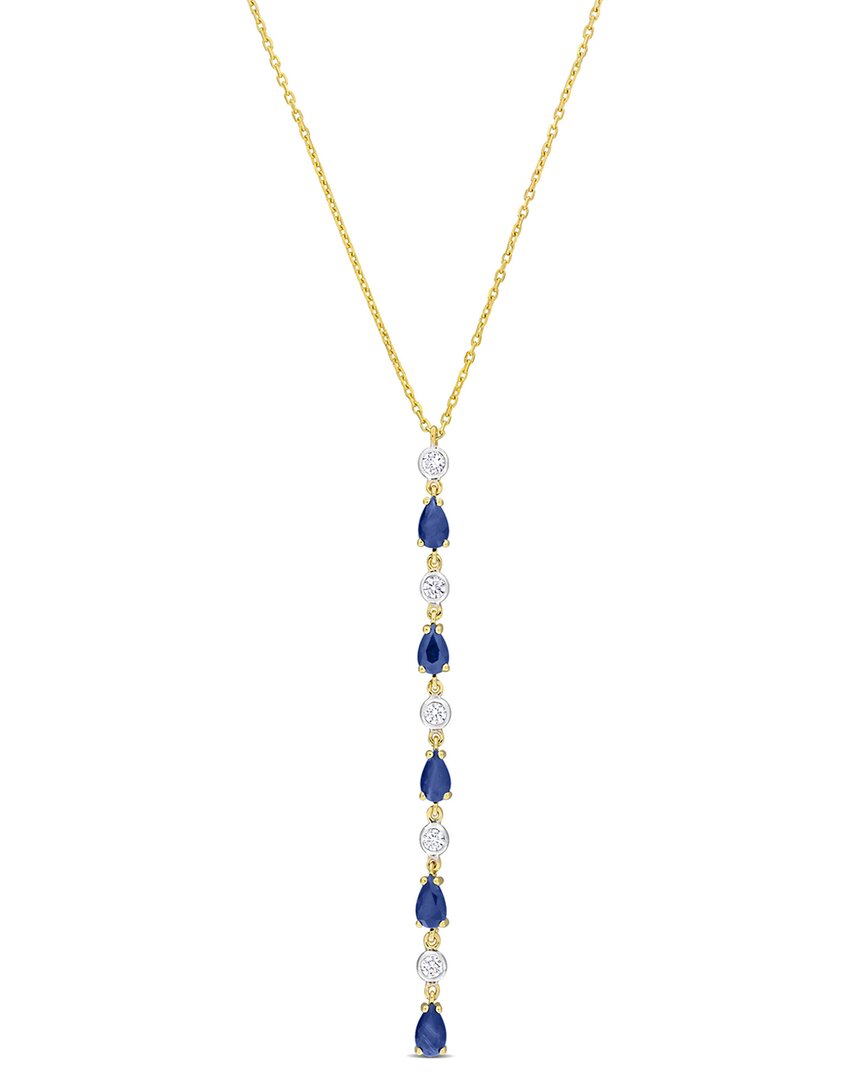 Shop Rina Limor 10k 1.48 Ct. Tw. Diamond & Blue Sapphire Necklace