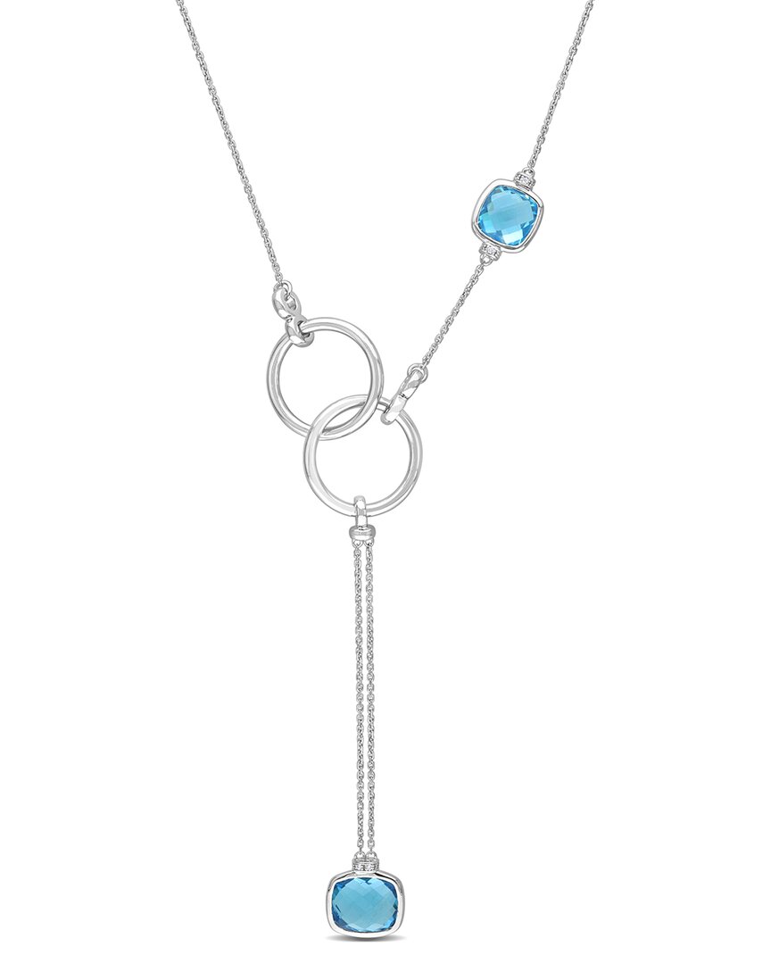 Shop Rina Limor 14k 6.81 Ct. Tw. Diamond & Swiss Blue Topaz Lariat Necklace
