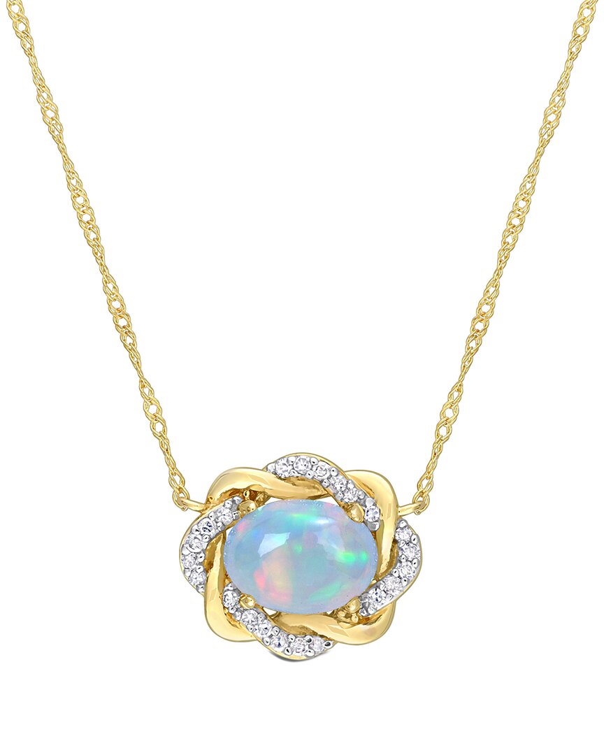 Rina Limor 10k 0.83 Ct. Tw. Diamond & Ethiopian Opal Interlaced Halo Necklace