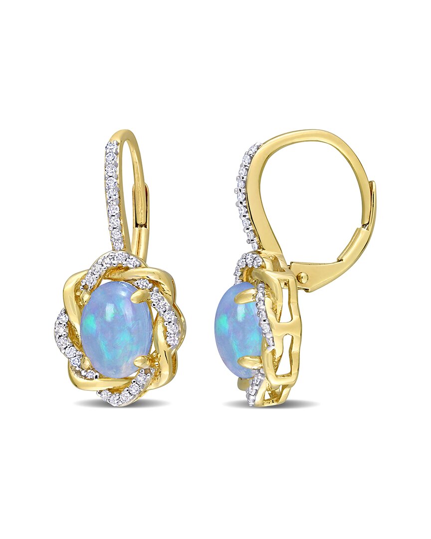 Rina Limor 10k 1.74 Ct. Tw. Diamond & Ethiopian Opal Earrings