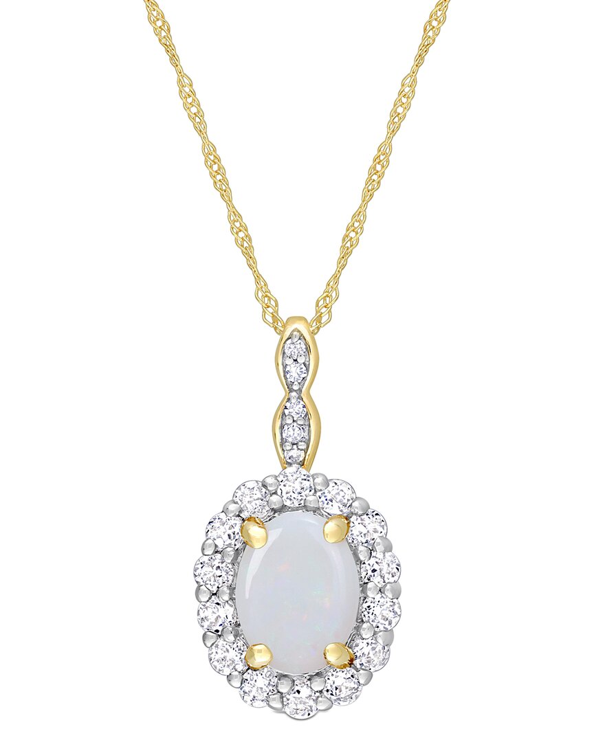 Shop Rina Limor 14k 1.50 Ct. Tw. Diamond & Gemstone Halo Pendant