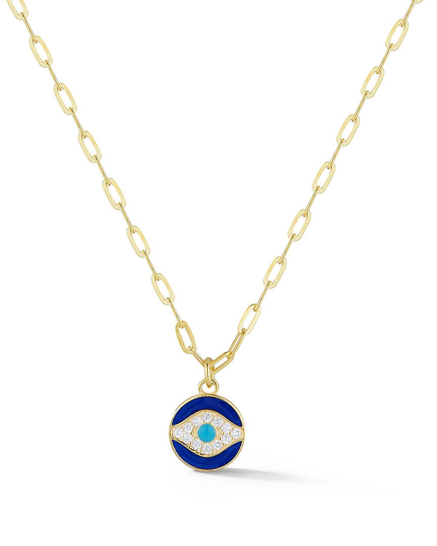 Sphera Milano 14k Over Silver Cz Dainty Evil Eye Necklace