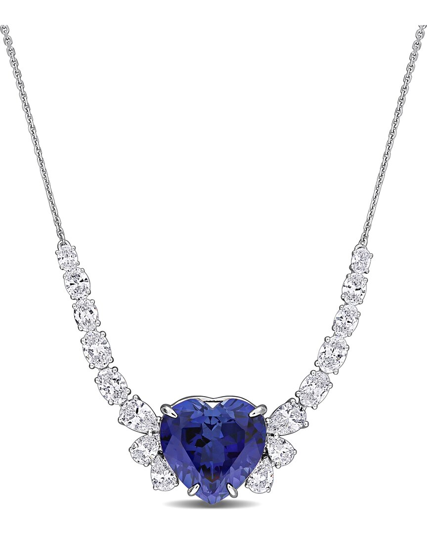 Rina Limor 12 3/8ct Tgw Created Blue Saphire And 3 1/7ct Tw L In Metallic