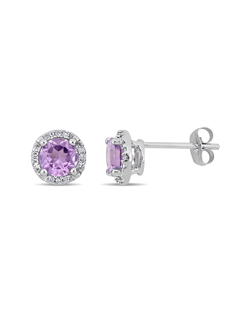 Rina Limor 10k 0.87 Ct. Tw. Diamond & Amethyst Halo Earrings