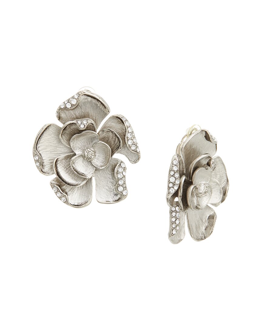 Oscar De La Renta Large Rose Earrings In Metallic