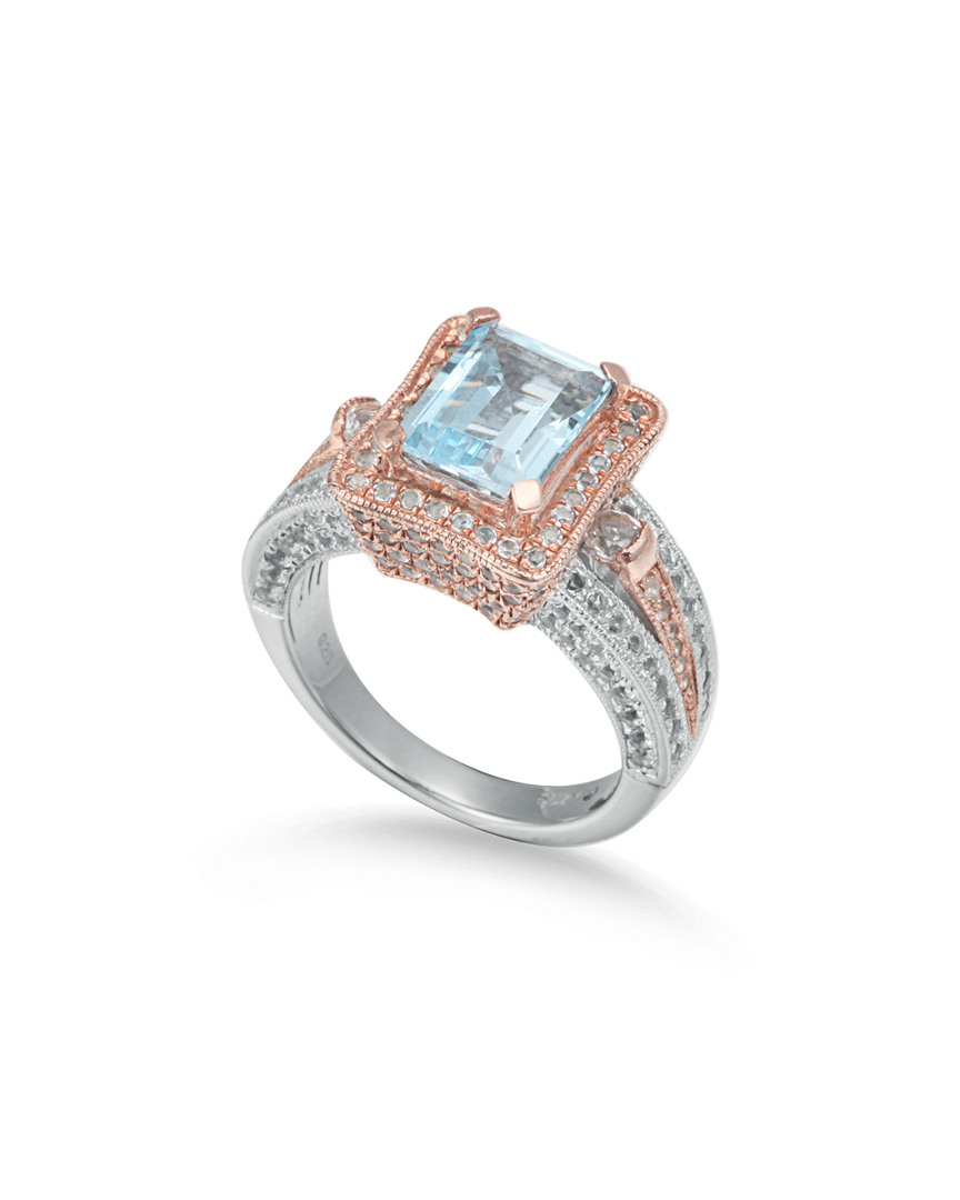Suzy Levian Two-tone Silver 6.15 Ct. Tw. Gemstone Statement Ring