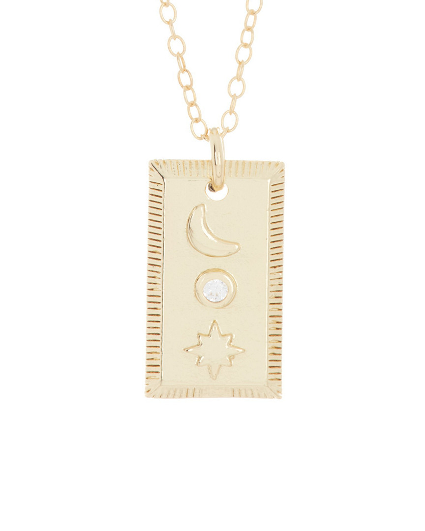 Adornia 14k Gold Plated Moon & Star Mini Tablet Pendant Necklace