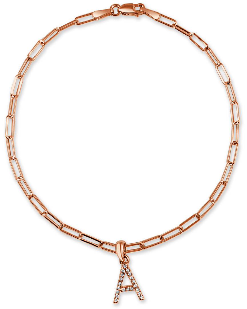 Sabrina Designs 14k Rose Gold 0.08 Ct. Tw. Diamond Initial Bracelet (a-z)