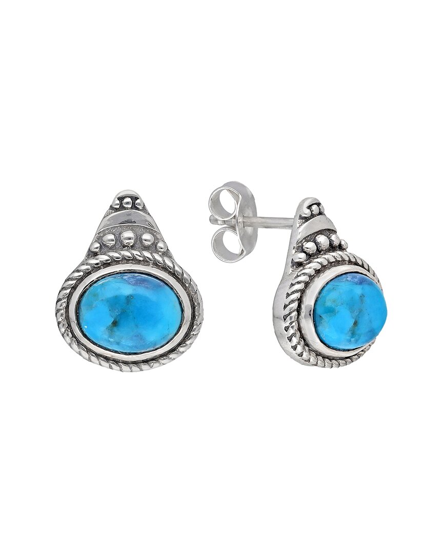 Tiramisu Silver 1.50 Ct. Tw. Blue Mohave Turquoise Earrings