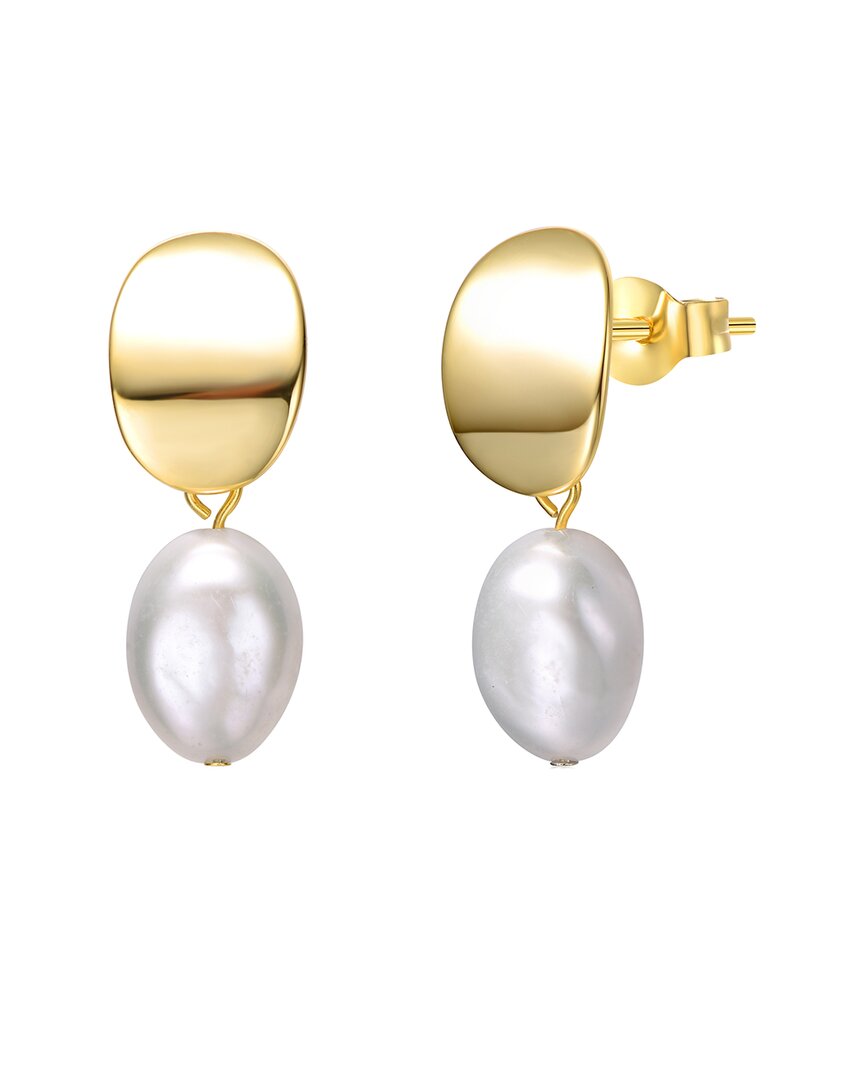 Shop Genevive 14k Over Silver 8mm Pearl Dangle Earrings