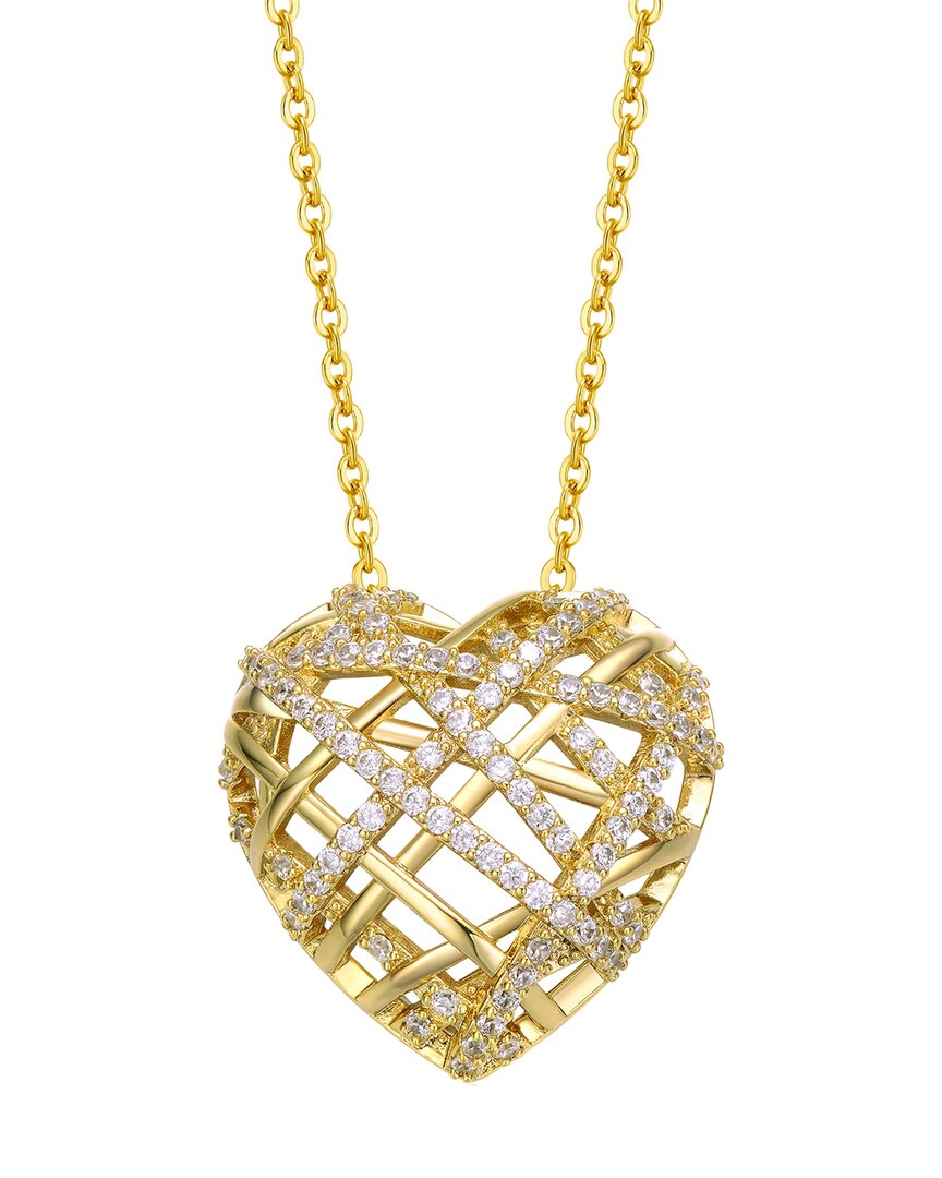 Shop Genevive 14k Over Silver Diamond Heart Pendant Necklace