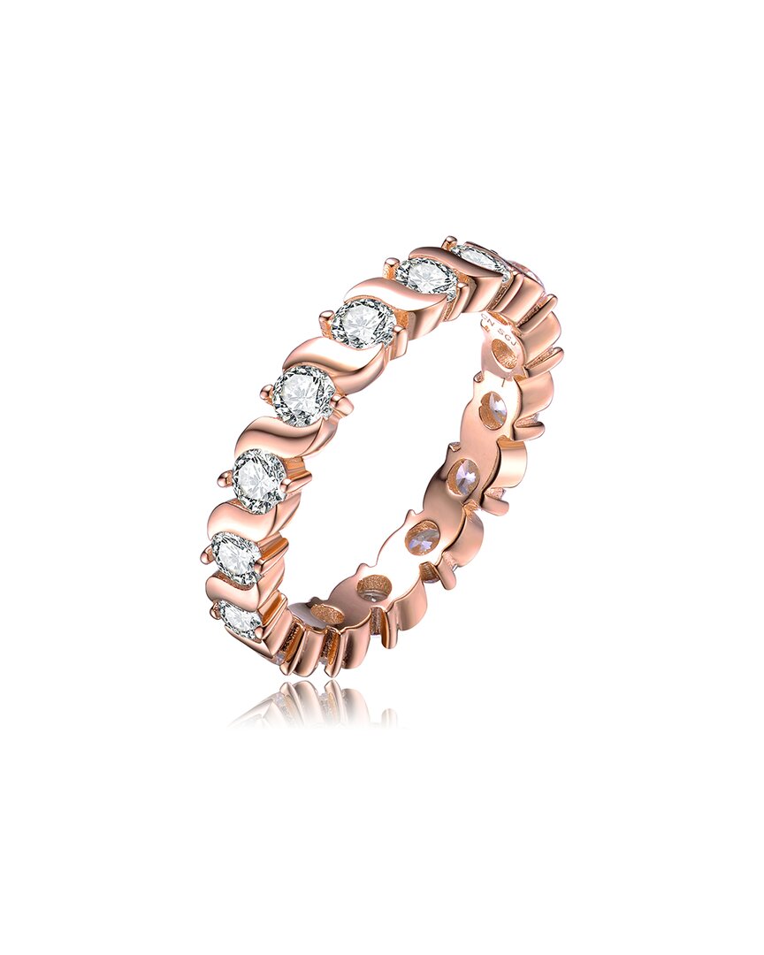 Genevive 18k Rose Gold Vermeil Cz Eternity Ring In Gold