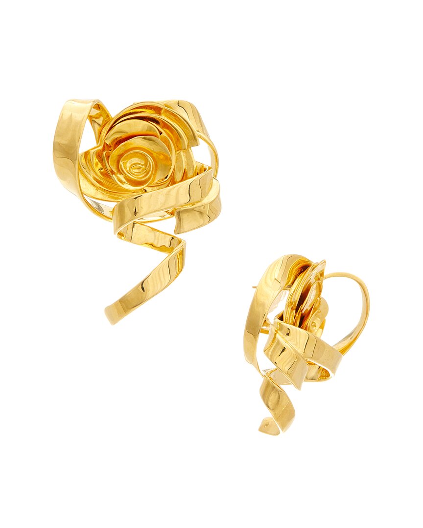 Oscar De La Renta Geometric Rose Large Earrings In Gold