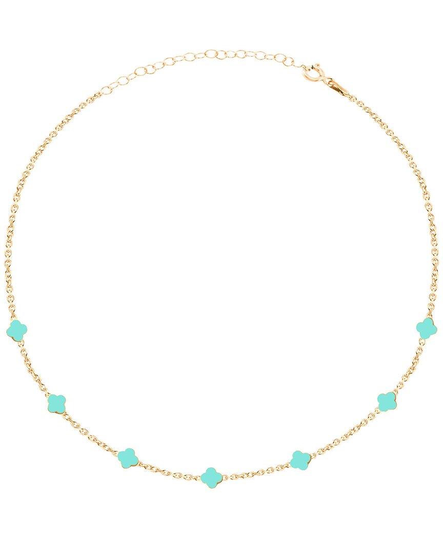 Gabi Rielle Turquoise Clover Necklace Cz4913ngptl In Gold/teal