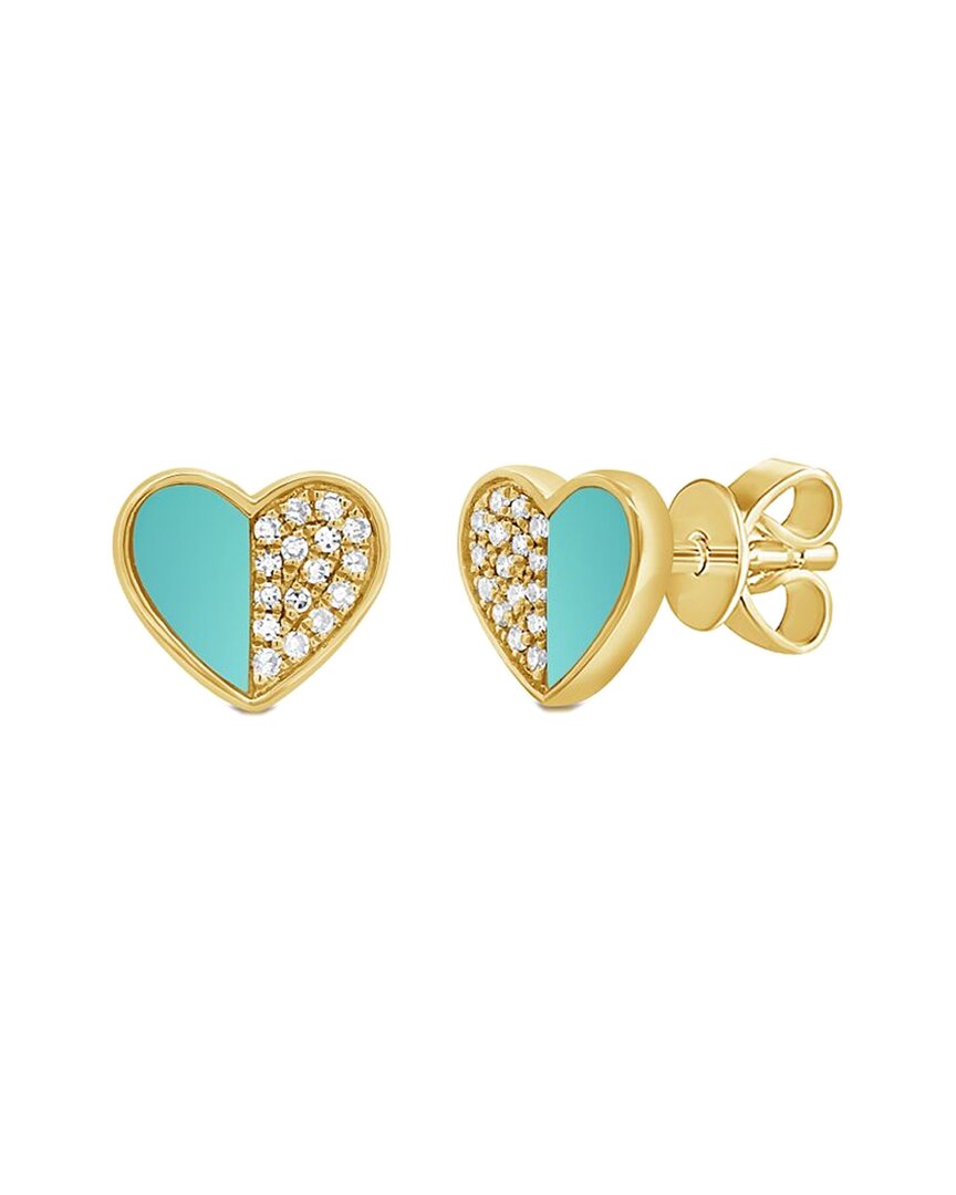 Diana M. Fine Jewelry 14K 3.11 ct. tw. Diamond & Turquoise Studs