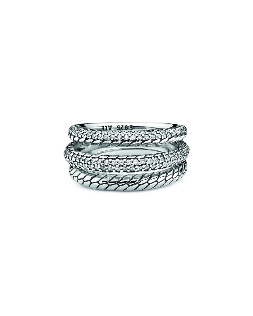 Shop Pandora Signature Silver Cz Snake Chain Pattern Ring