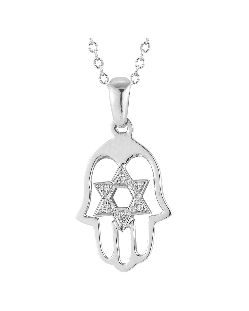 I. Reiss Dnu 0 Units Sold  14k 0.06 Ct. Tw. Diamond Hamsa & Star Of David Necklace