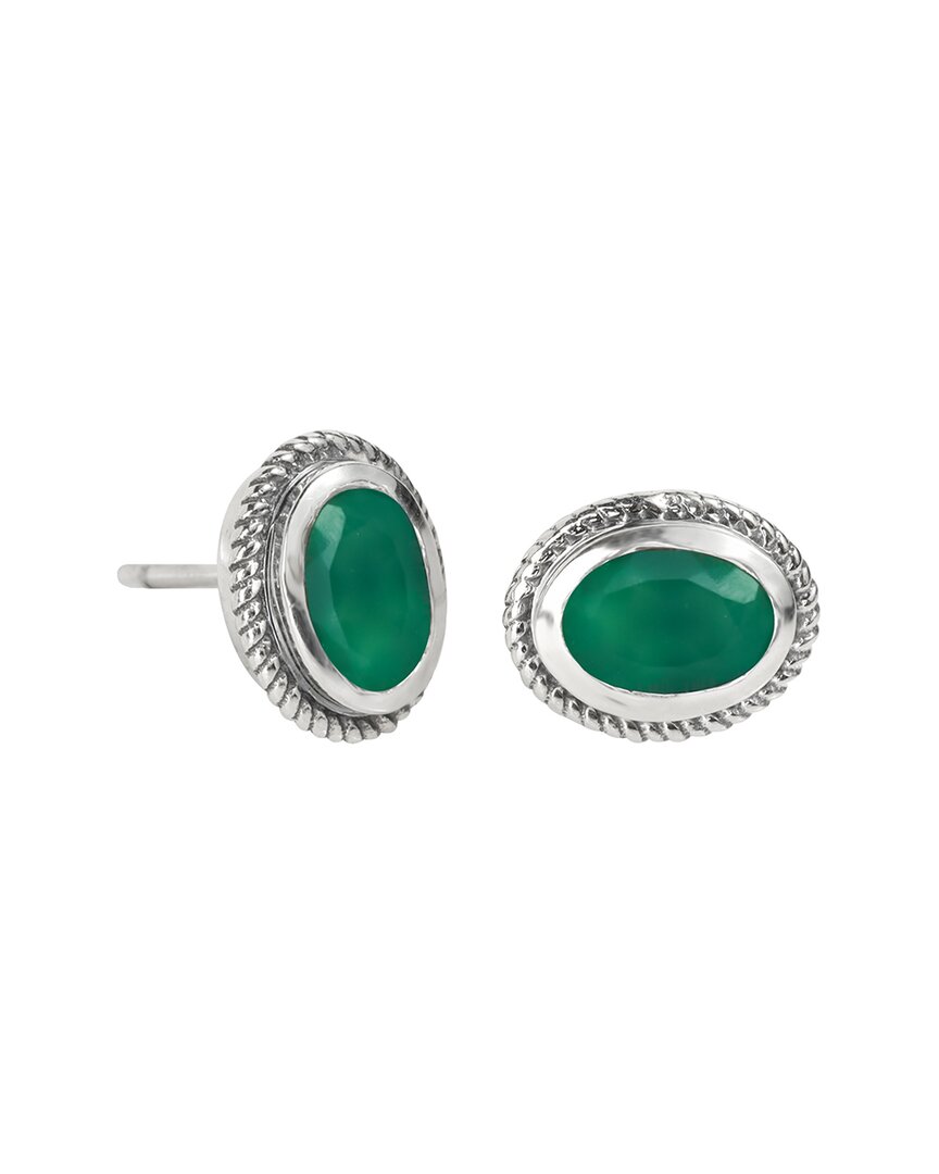 Tiramisu Silver 1.50 Ct. Tw. Green Onyx Earrings