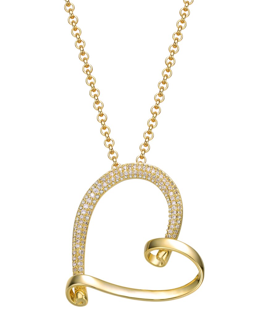 Rachel Glauber 14k Plated Cz Heart Pendant Necklace In Gold