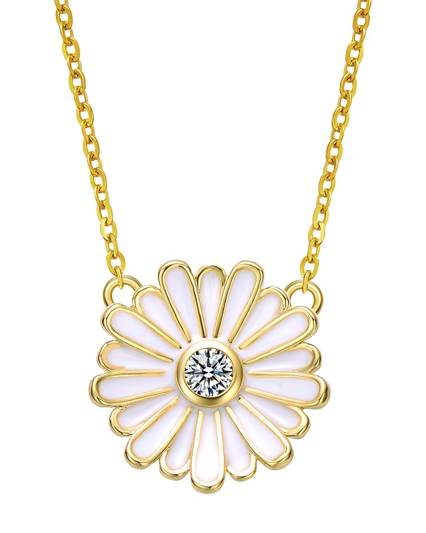 Rachel Glauber 14k Plated Cz Flower Necklace