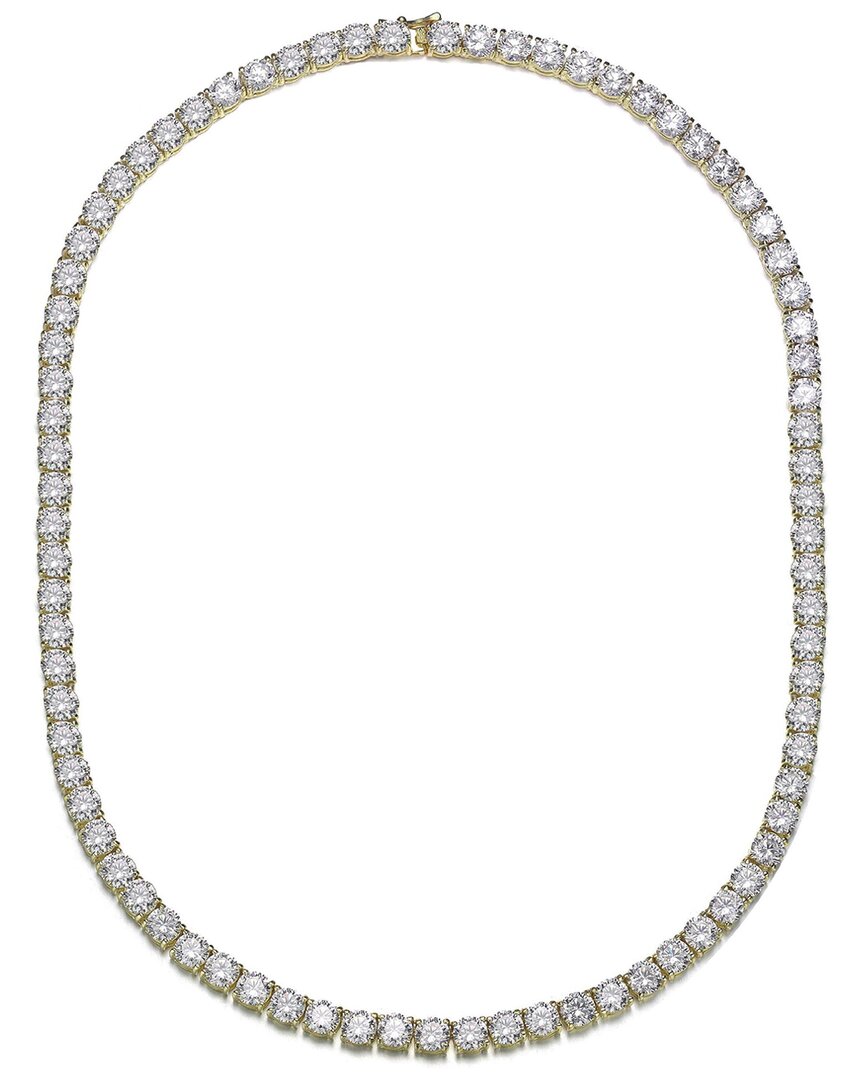 Rachel Glauber 14k Plated Cz Tennis Necklace In Silver-tone