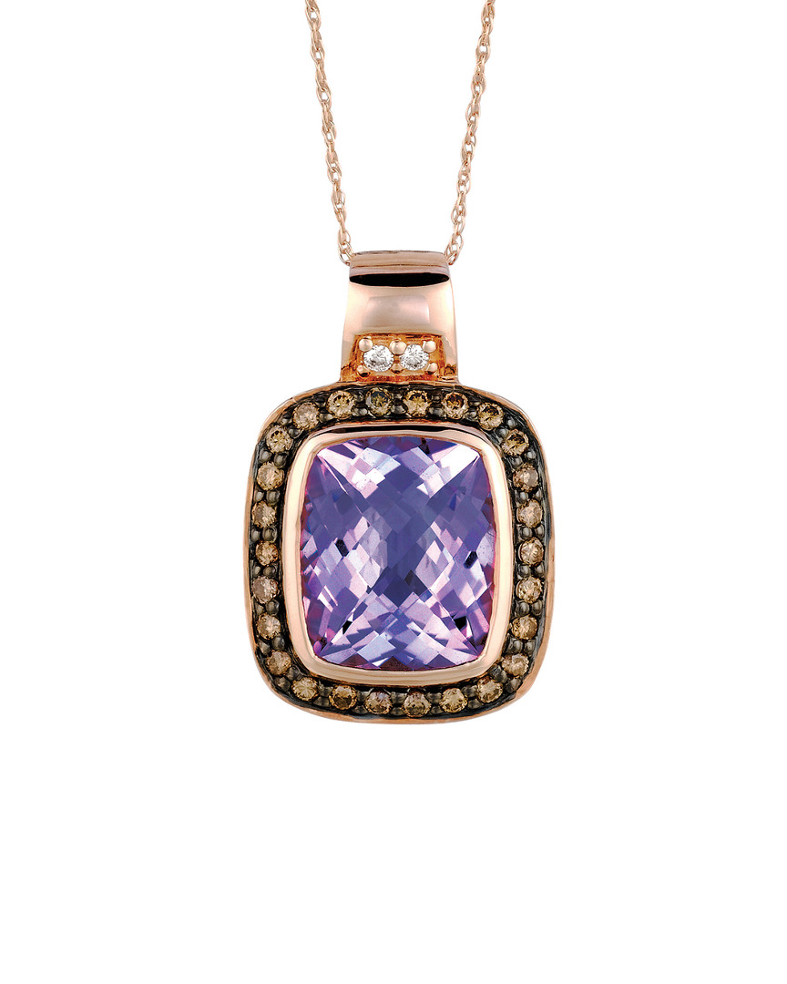Le Vian 14k Rose Gold 4.90 Ct. Tw. Diamond & Amethyst Necklace