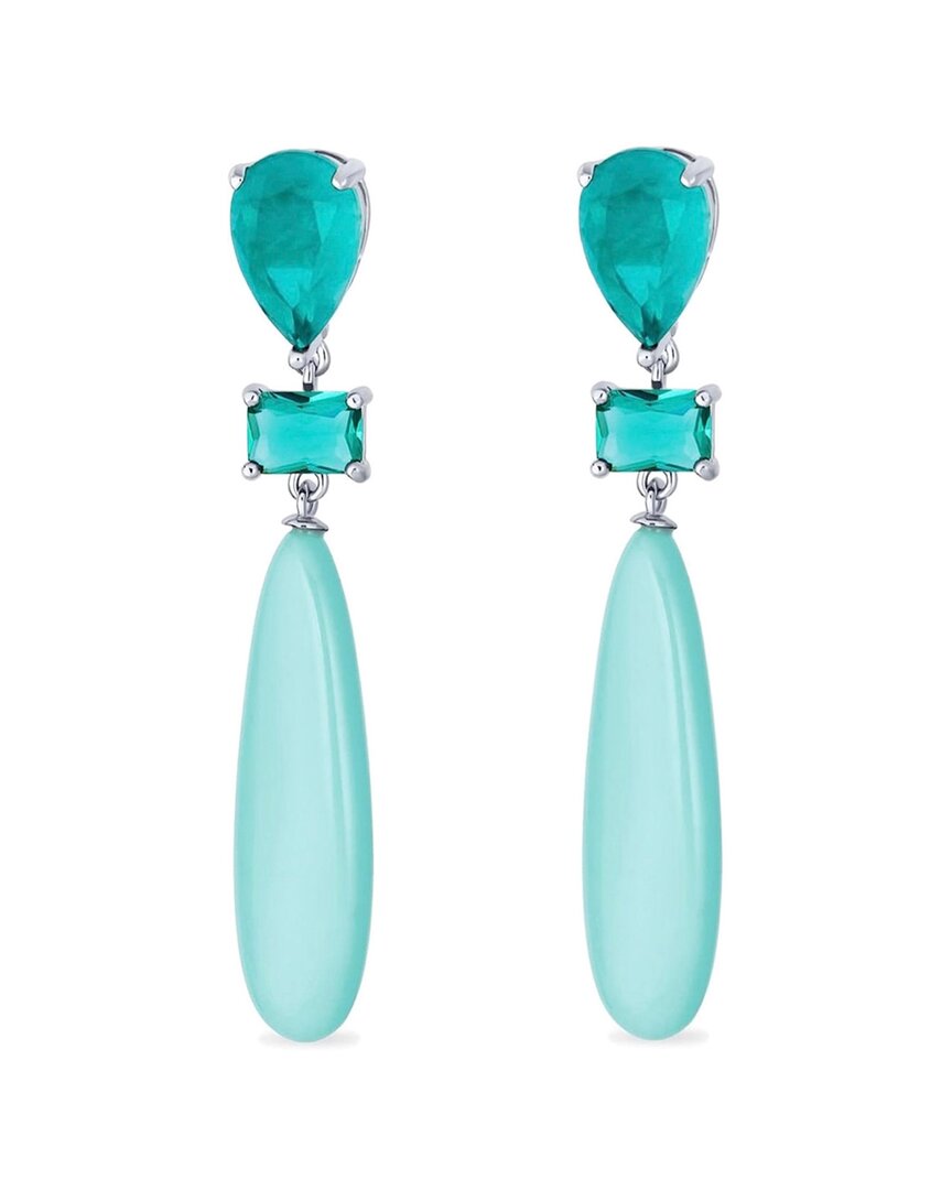 Liv Oliver Silver 65.00 Ct. Tw. Gemstone Earrings In Blue
