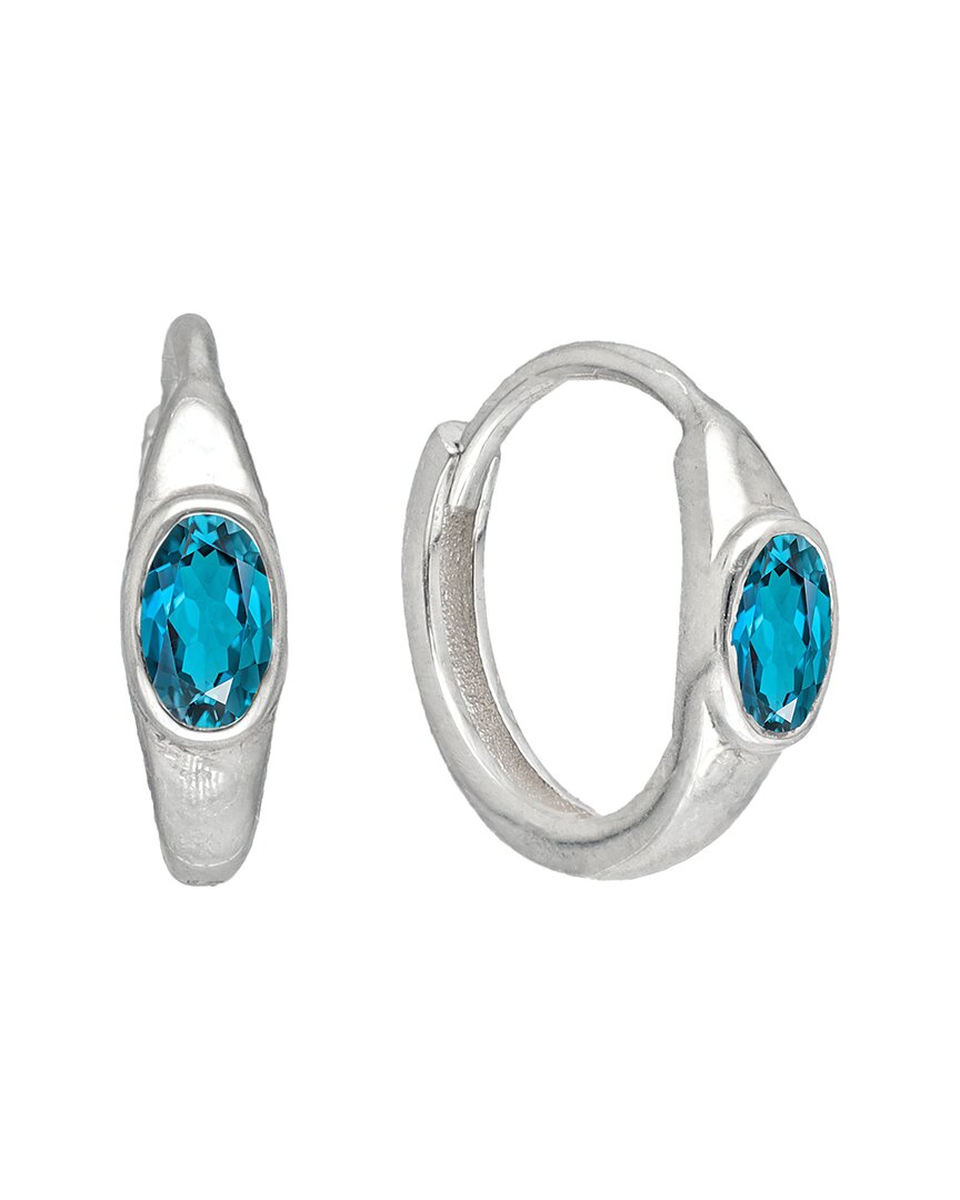 Tiramisu Silver 0.60 Ct. Tw. London Blue Topaz Huggie Earrings