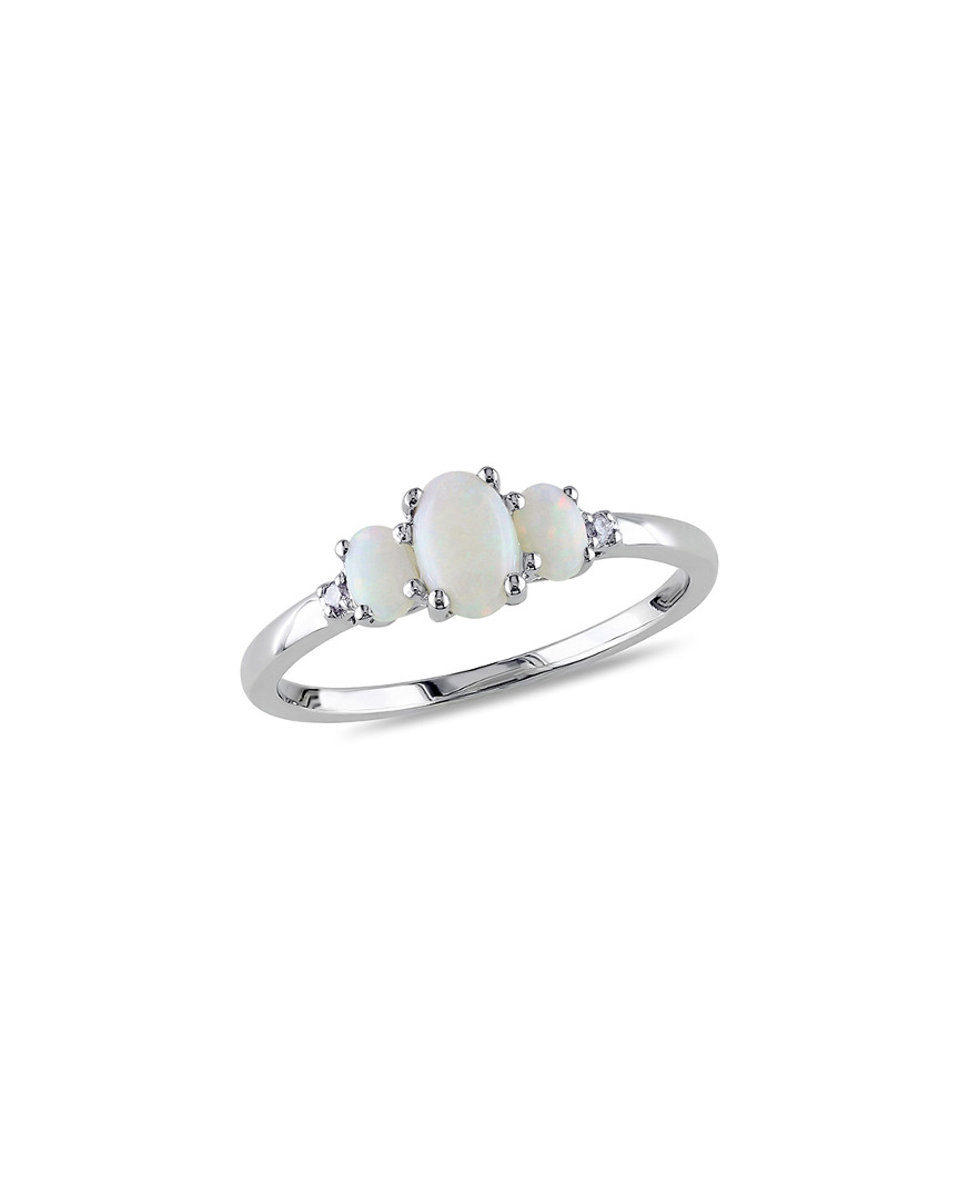 Rina Limor 10k 0.44 Ct. Tw. Diamond & Opal Three-stone Ring