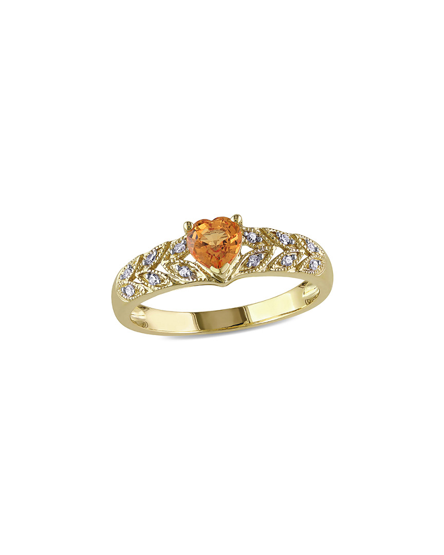 Rina Limor Dnu 0 Units Sold  10k 0.66 Ct. Tw. Diamond & Orange Sapphire Ring