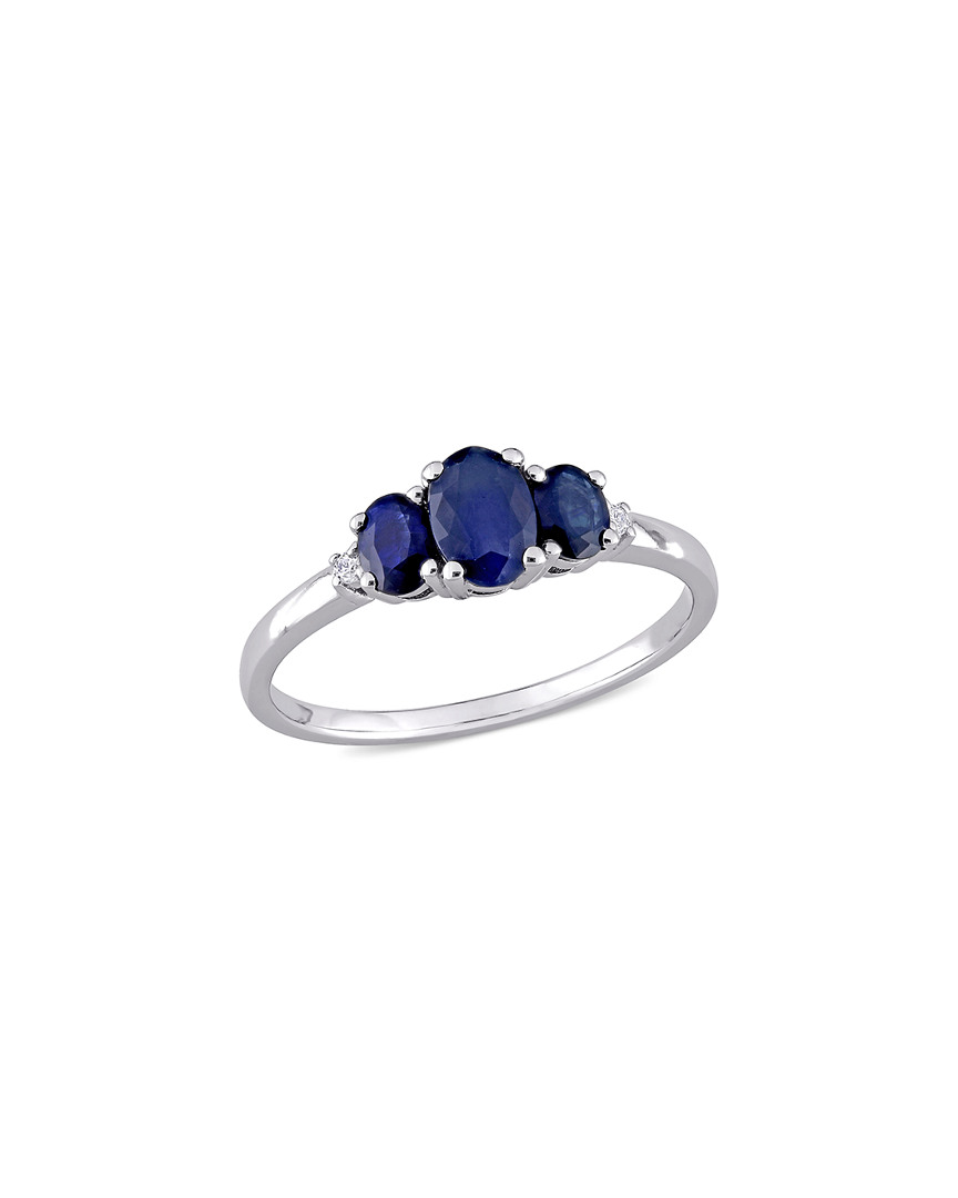 Rina Limor 10k 1.02 Ct. Tw. Diamond & Blue Sapphire Three-stone Ring
