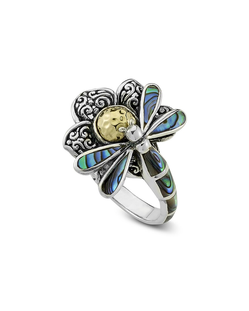 Samuel B. 18k & Silver Dragonfly & Flower Ring