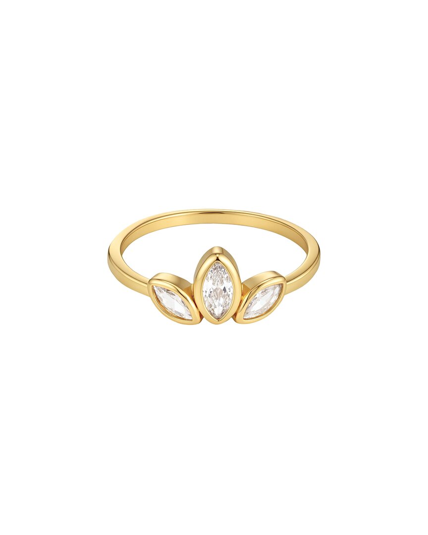 Adornia 14k Plated Cz 3-deco Petals Ring