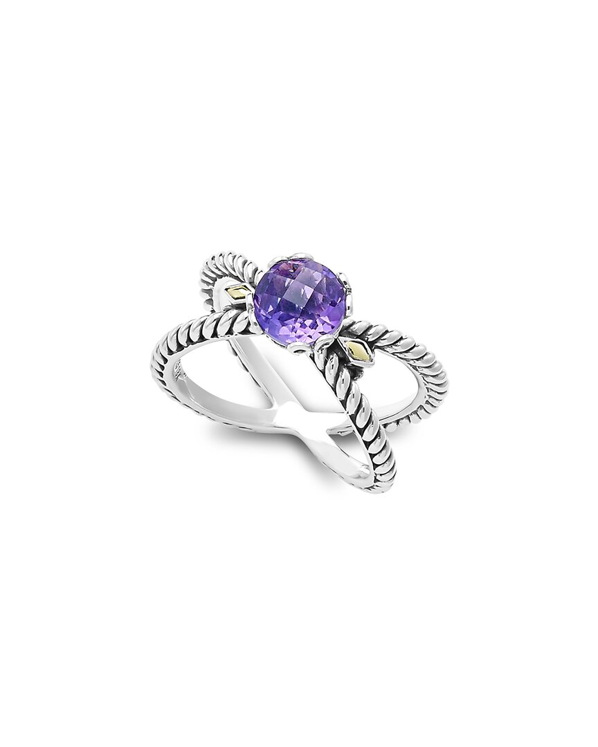 Samuel B. Sterling Silver & 18k Gold Semiprecious Stone Crossover Band Ring