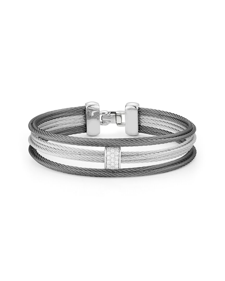 Alor Classique 18k 0.15 Ct. Tw. Diamond Bangle Bracelet In Gray