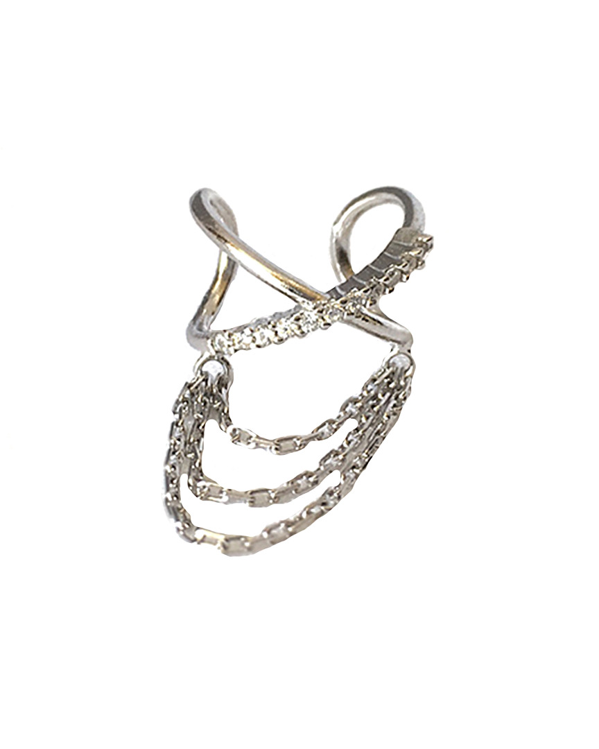 Amorium Silver Cz Cartilage Cuff In Metallic