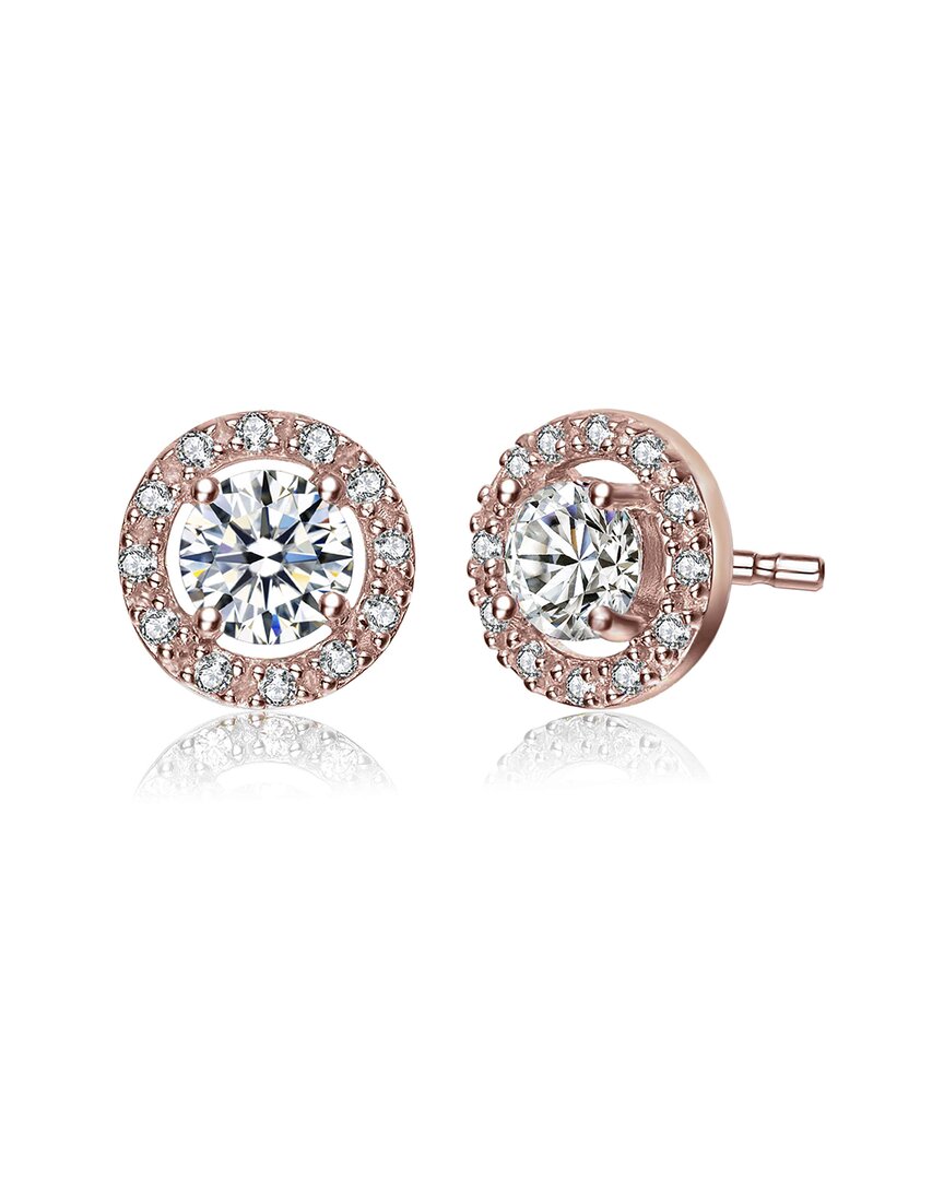 Genevive 18k Rose Gold Plated Cz Studs