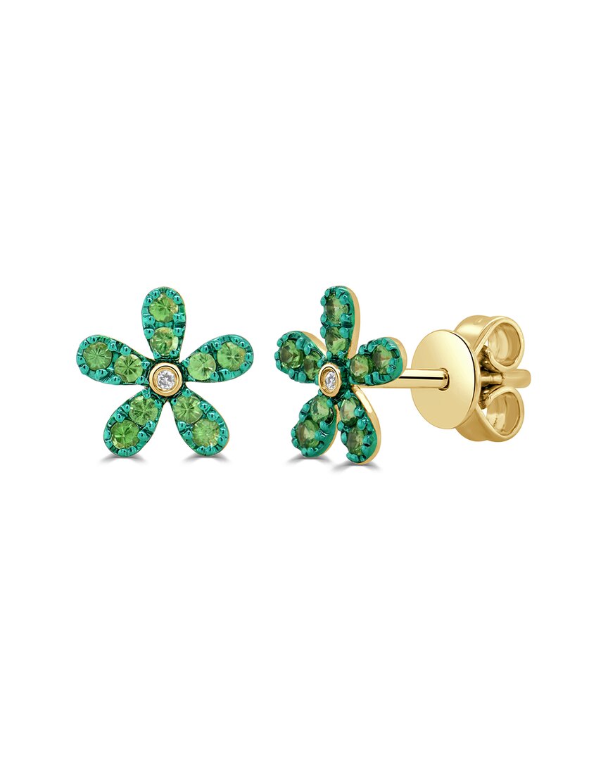Sabrina Designs 14k 0.27 Ct. Tw. Diamond & Tsavorite Flower Studs In Gold
