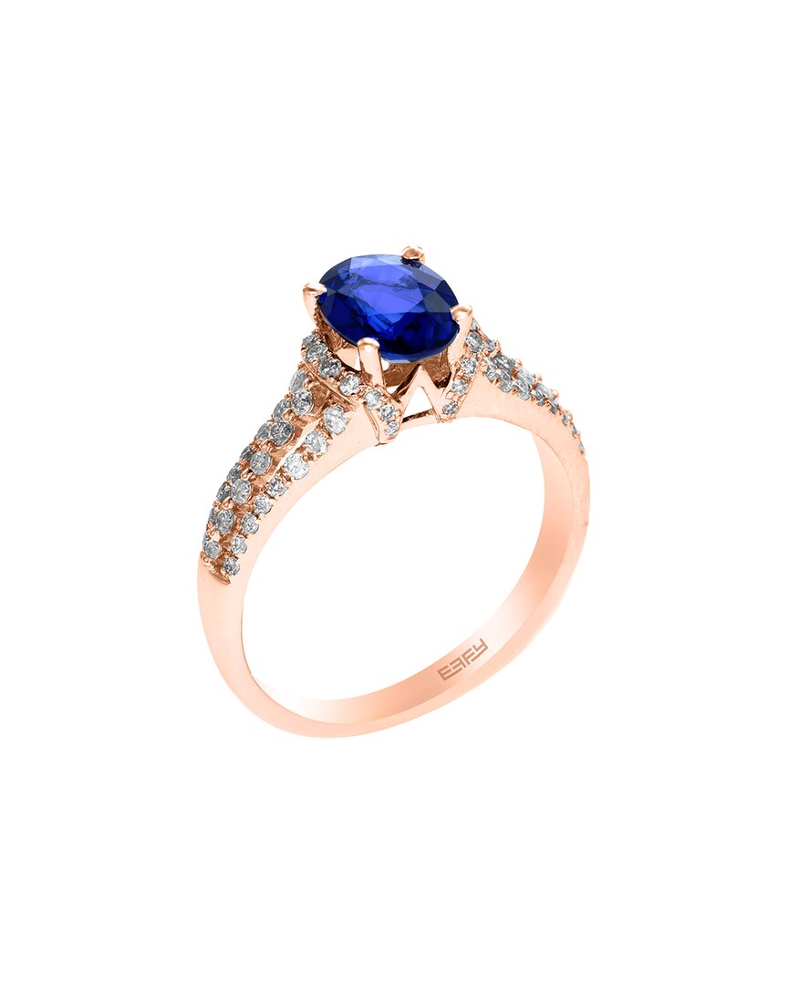 Effy Fine Jewelry 14k Rose Gold 1.78 Ct. Tw. Diamond & Ceylon Sapphire Ring