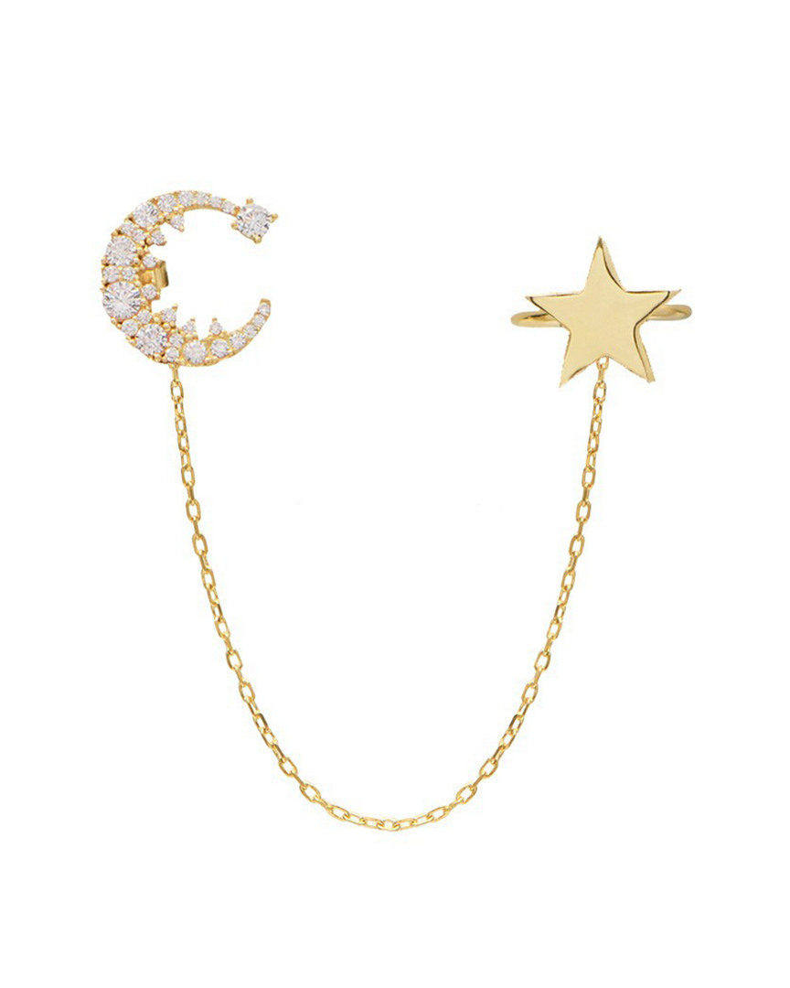 Gabi Rielle 14k Over Silver Cz Moon & Star Cuff Bracelet
