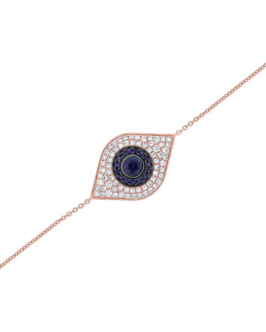 Sabrina Designs 14k Rose Gold 0.96 Ct. Tw. Diamond & Sapphire Evil Eye Bracelet