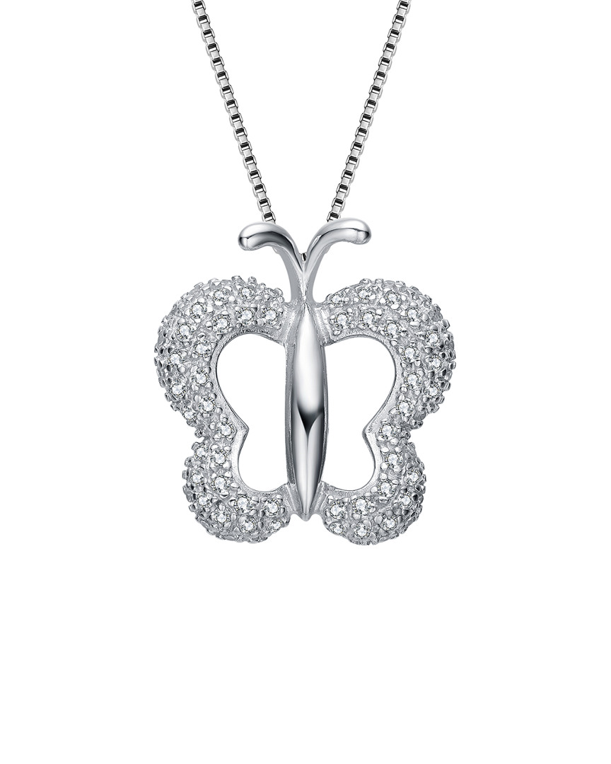 Genevive Silver Cz Butterfly Necklace