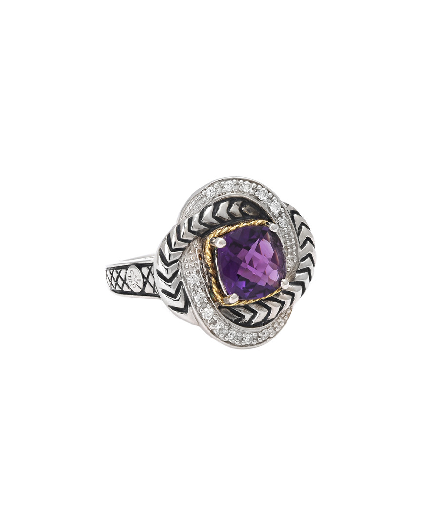 Andrea Candela Mini Alhambra 18k & Silver 2.25 Ct. Tw. Diamond & Amethyst Ring