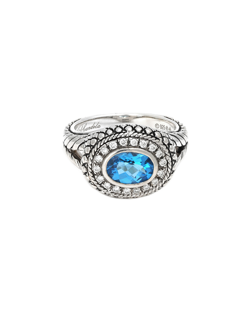 Andrea Candela Pavo Real Silver 0.18 Ct. Tw. Diamond & Blue Topaz Ring