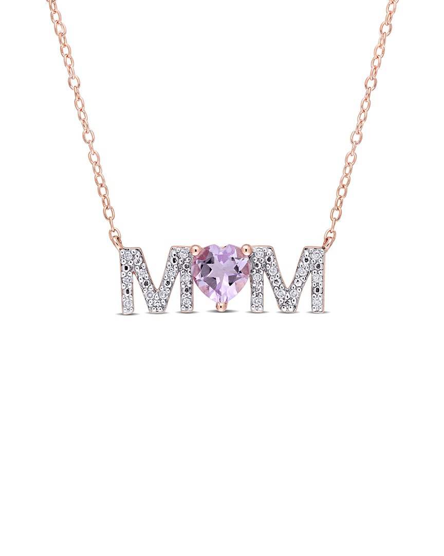 Rina Limor Rose Gold Plated 0.65 Ct. Tw. Diamond & Rose De France Necklace