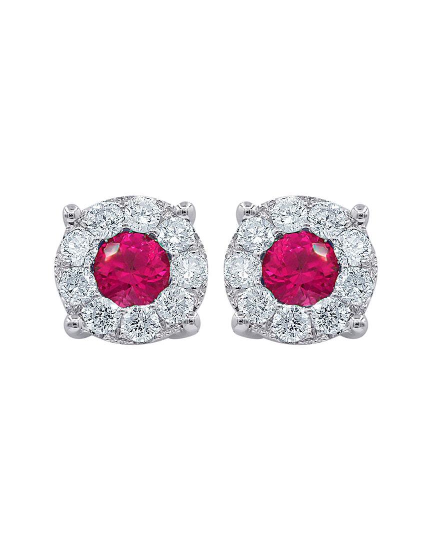 Diana M. Fine Jewelry 18k 1.00 Ct. Tw. Diamond & Ruby Studs