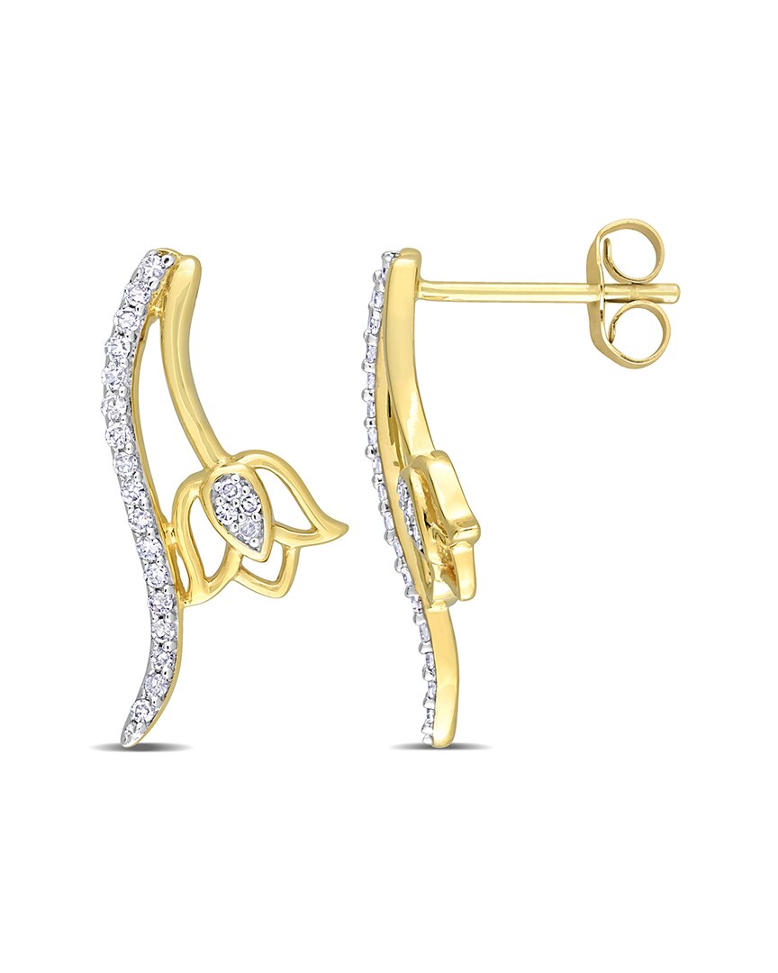 Rina Limor 1/5ct Tdw Diamond Floral Stud Earrings In 10k Yell